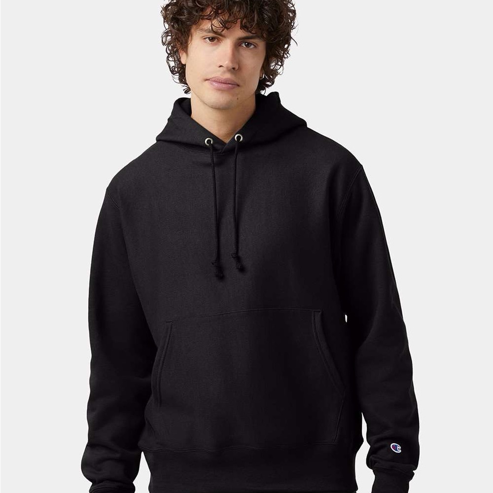 Champion Unisex Reverse Weave Black Hoodie S101